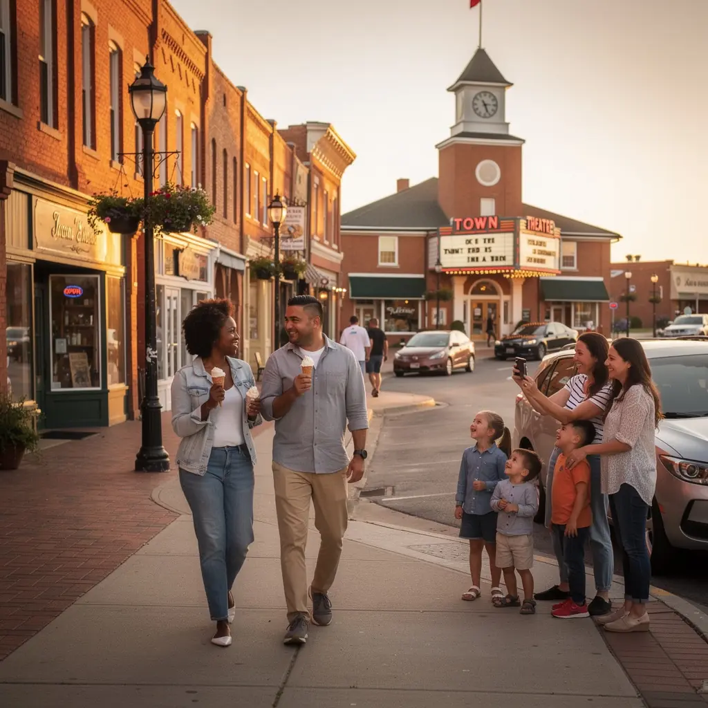 Mapa okolicy z oznaczonymi trasami spacerowymi i udogodnieniami dla mieszkańców.