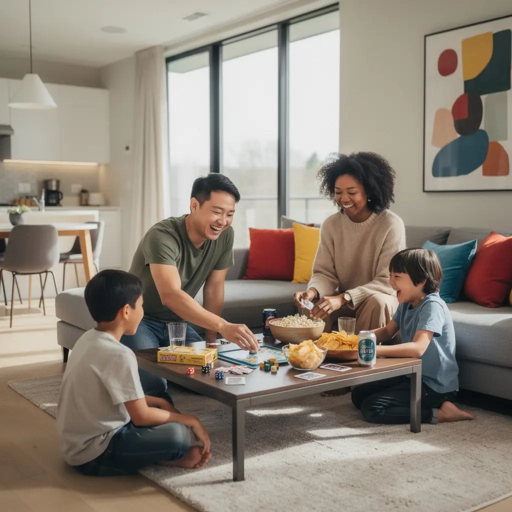 Widok na przytulny dom z ogrodem w amerykańskim osiedlu mieszkaniowym.