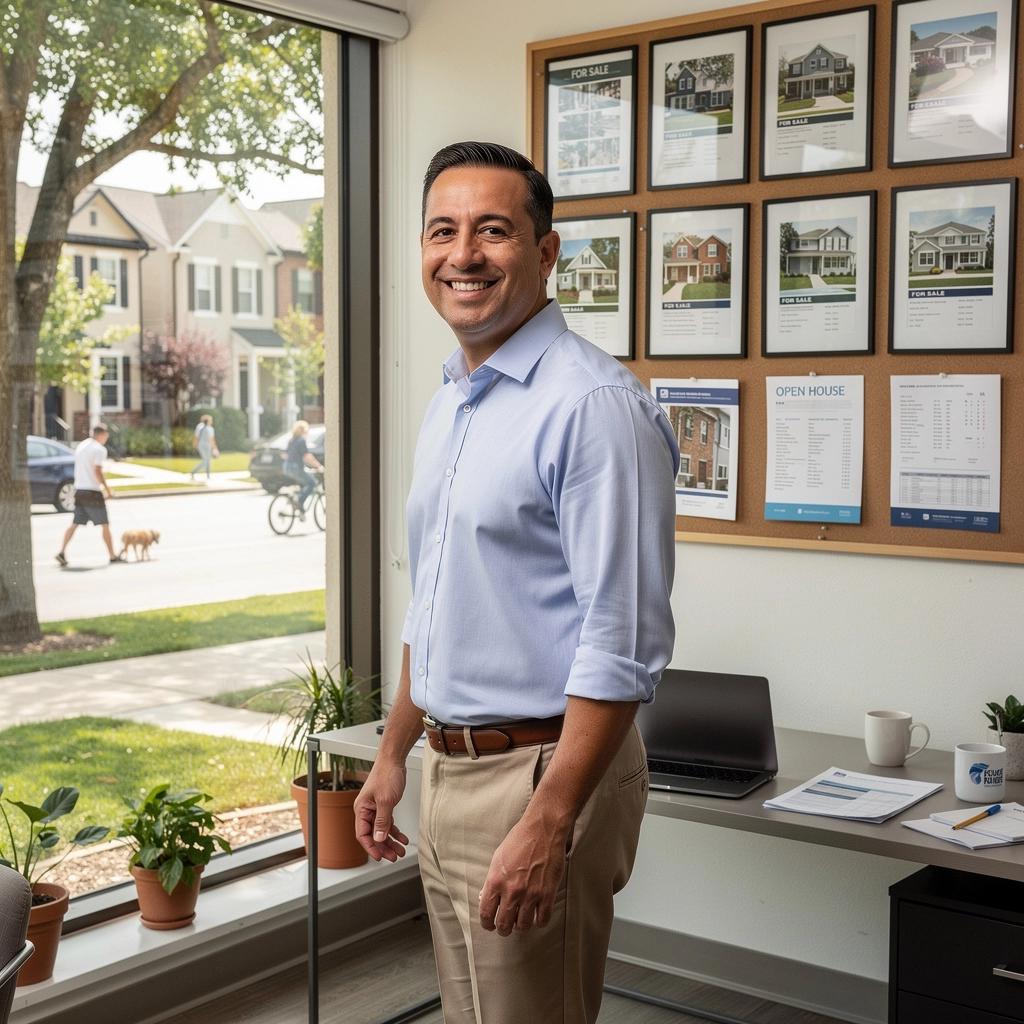 Widok na nowoczesny apartament w Stanach Zjednoczonych z dużymi oknami i przestronnym balkonem.