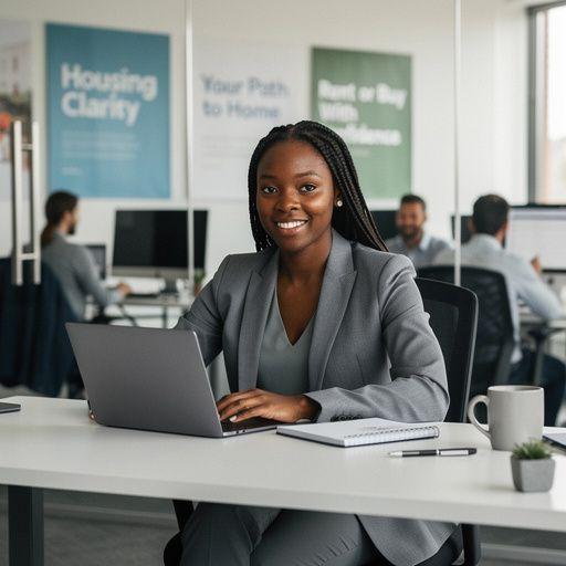 Rodzina przeglądająca oferty wynajmu mieszkań w przytulnym biurze nieruchomości.